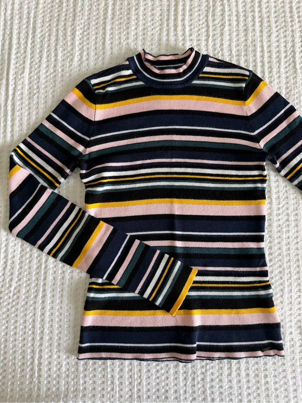 GUESS Striped Mock Neck Sweater